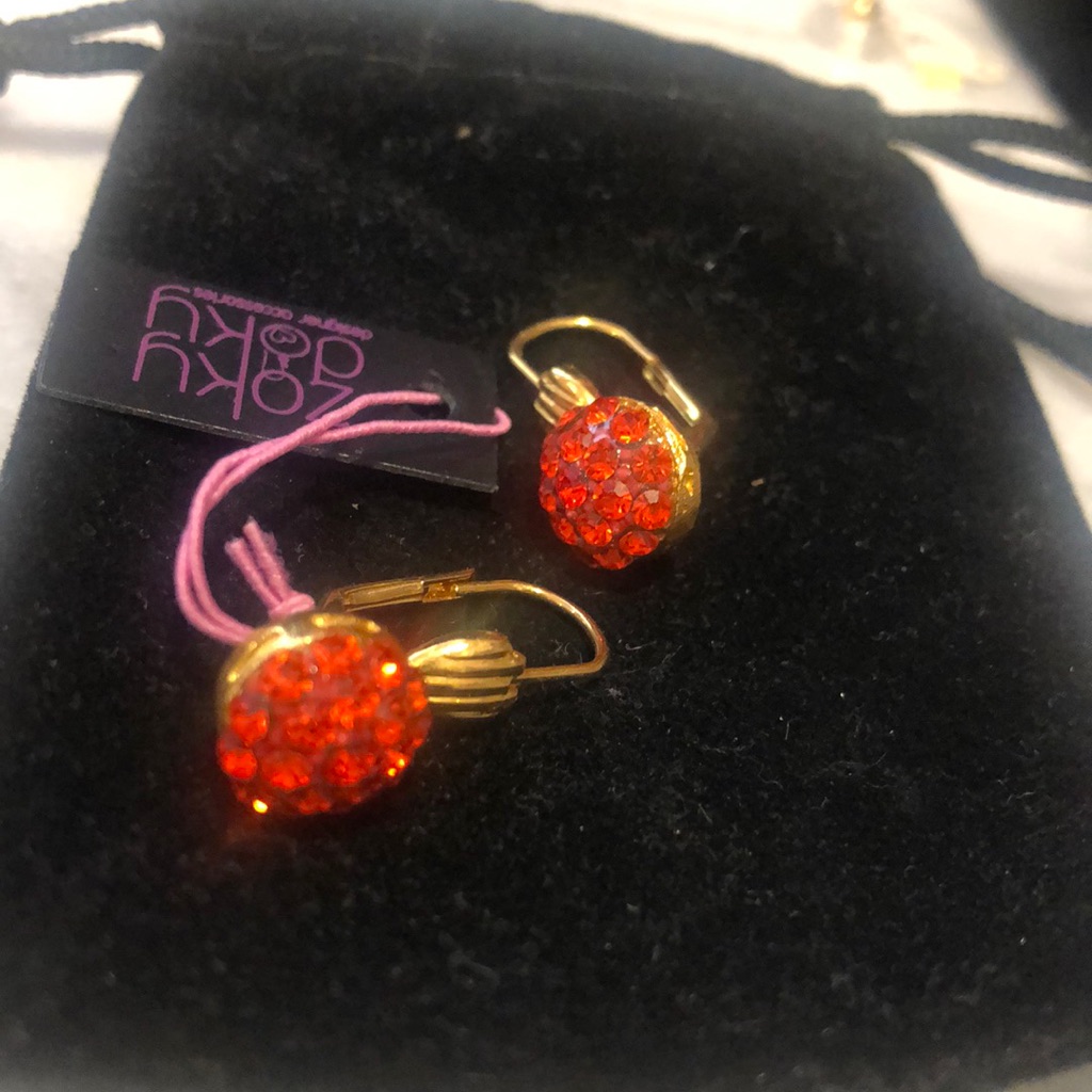 Hyacinth Orange Swarovski Crystal French Wire Earrings-Nwt-Boutique 29$